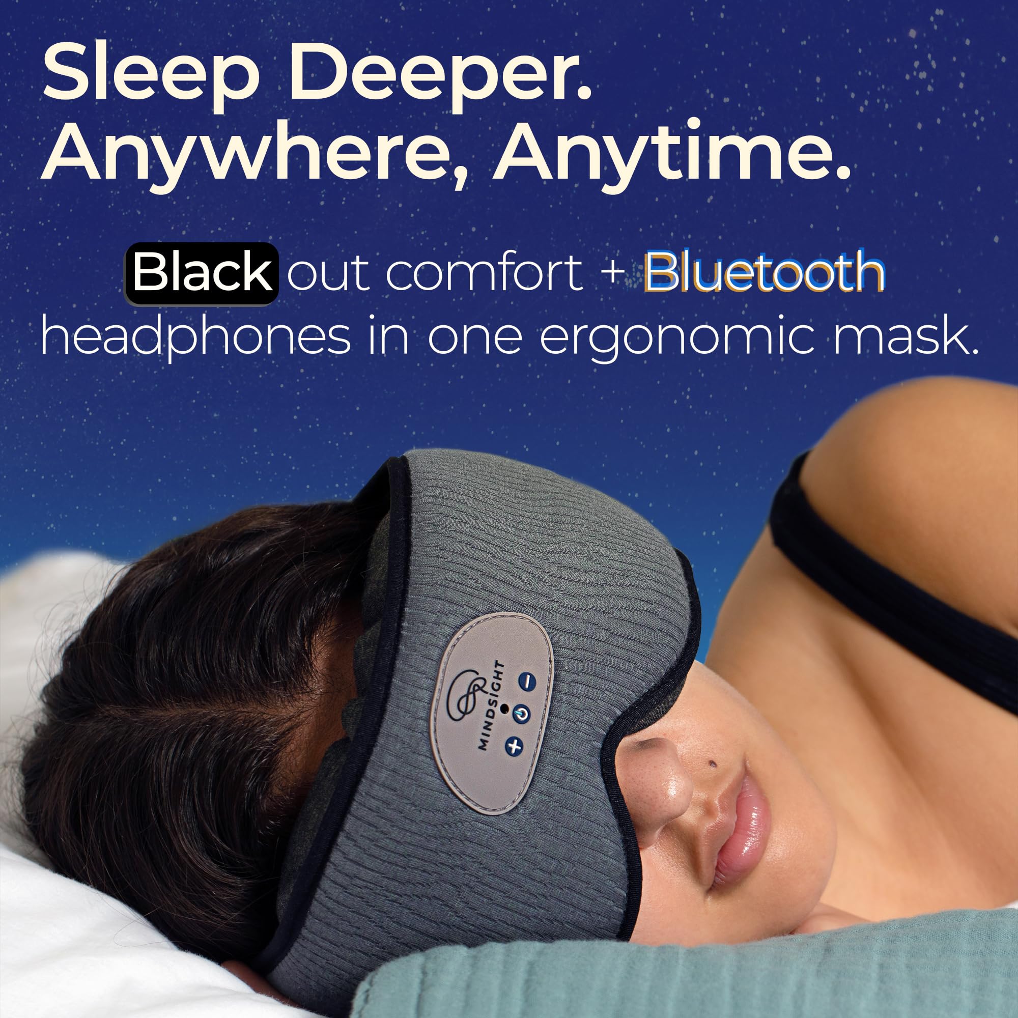Mindsight DriftBand: tissu peluche respirant pour rester frais pendant le sommeil.