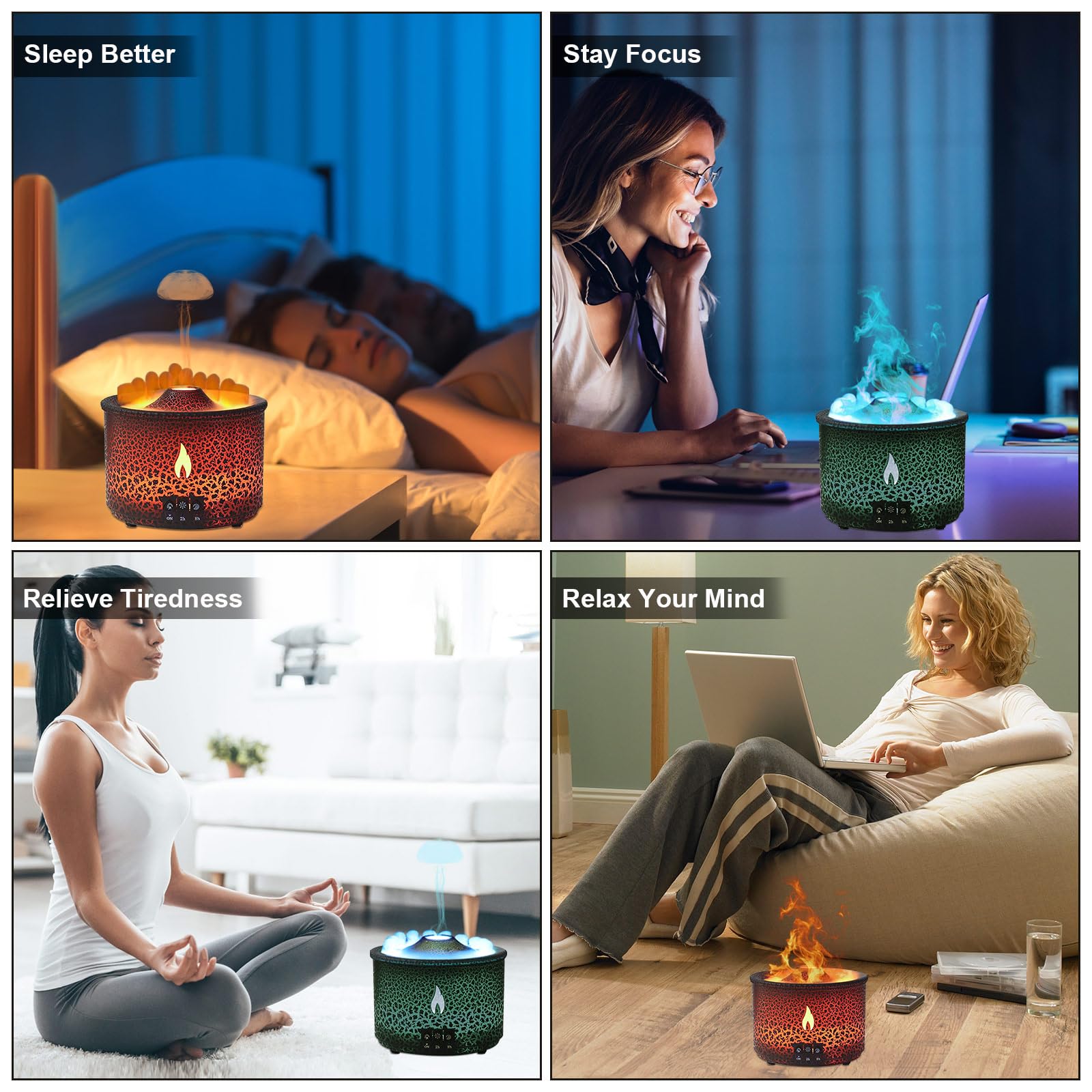 MINGPINHUIUS diffuseur ambiance zen, lumière douce et parfum subtil.