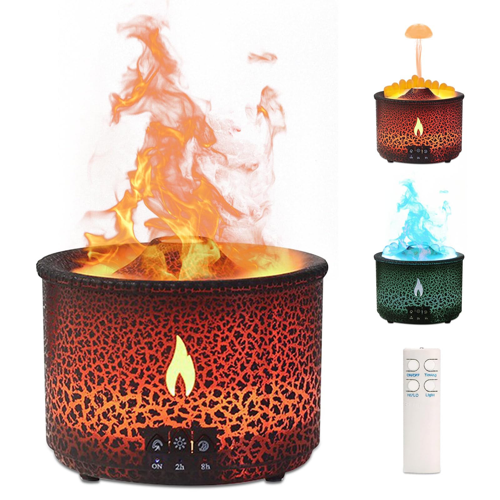 MINGPINHUIUS volcan diffuseur flamme rouge, ambiance chaleureuse et aromathérapie légère.