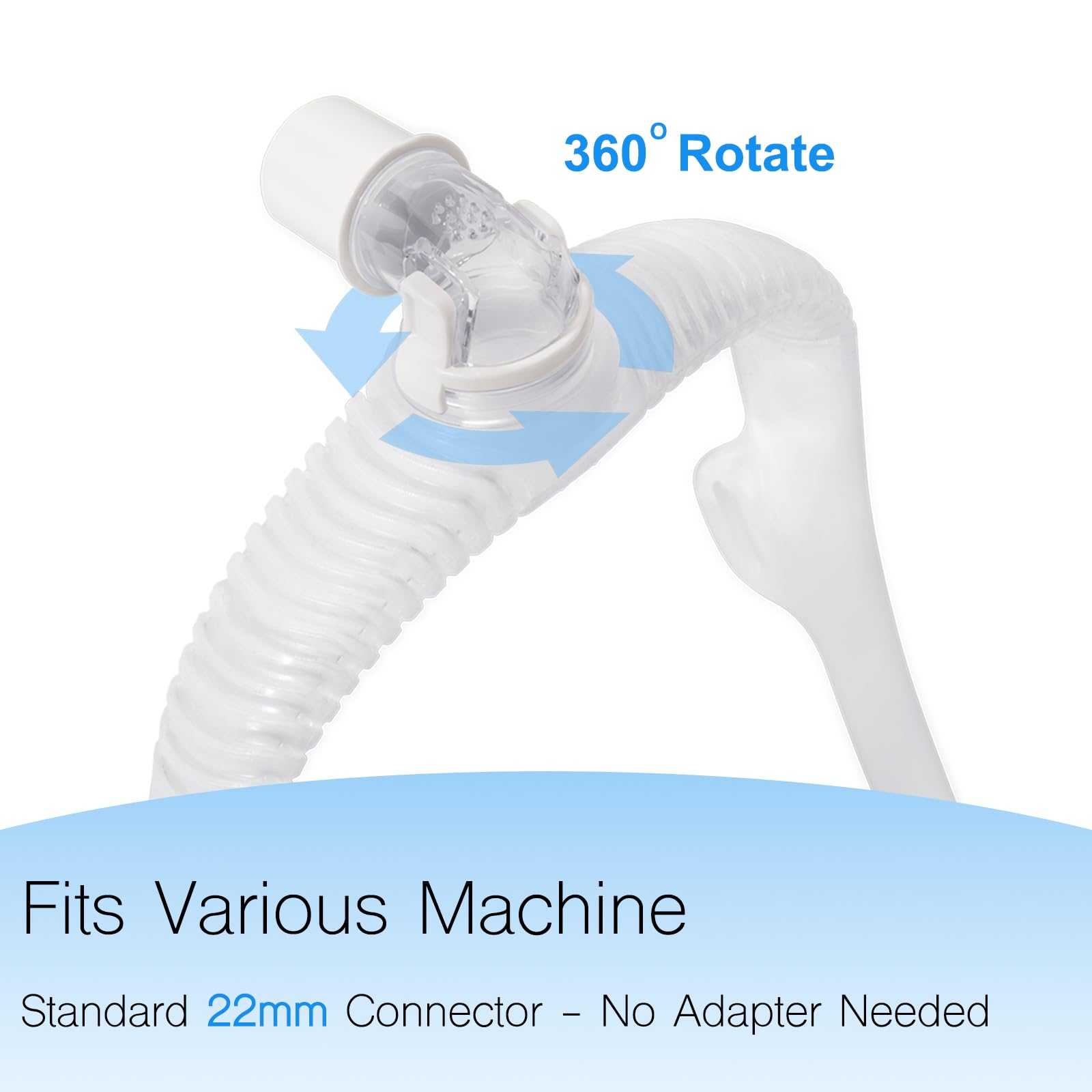 MiNiClean AirFit P30i: coude à libération rapide pour déconnexion sans retirer le masque.