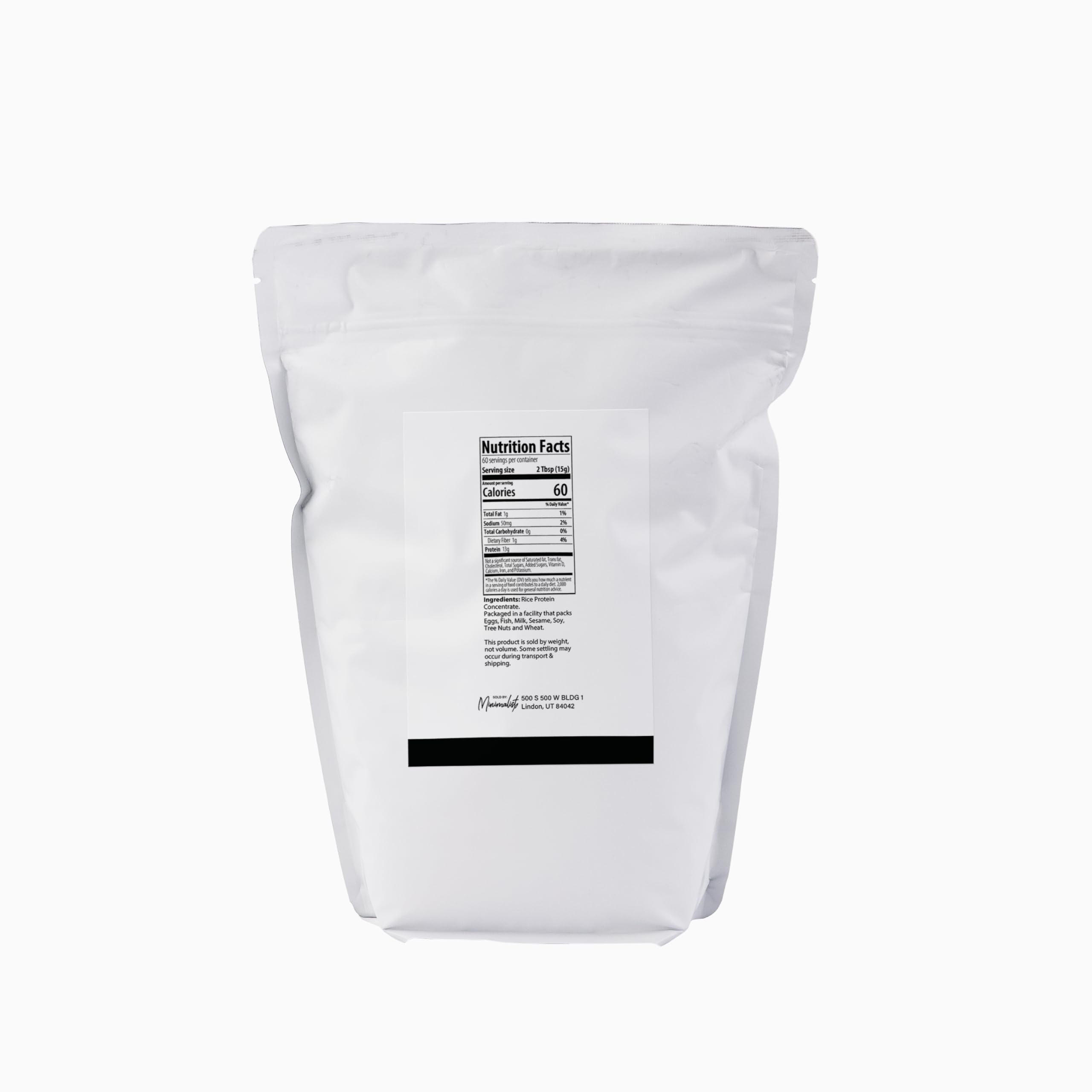 Sac refermable Minimalist protéine riz, pratique en cuisine.