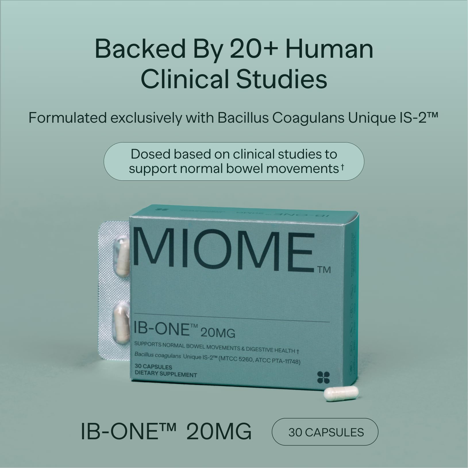 MIOME IB-ONE Probiotique: étiquette claire et formulation adaptée aux sensibilités.