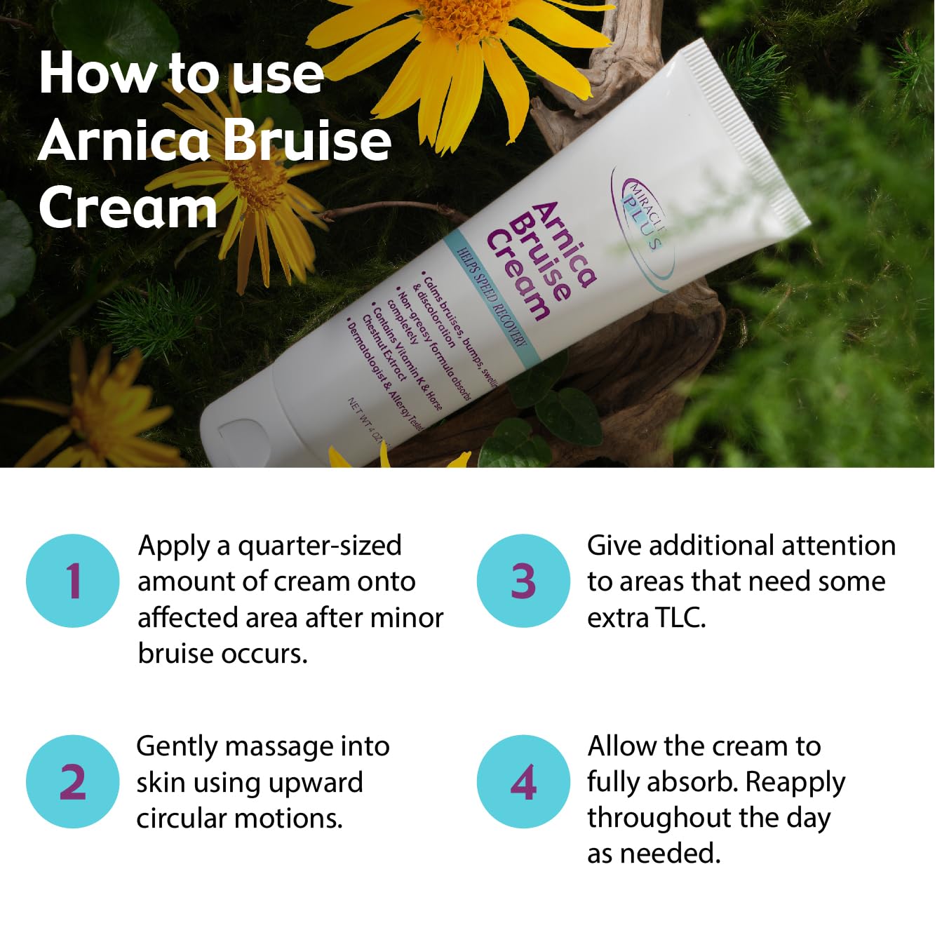 Miracle Plus Arnica Cream - vitamine K et L-Arginine pour la peau.