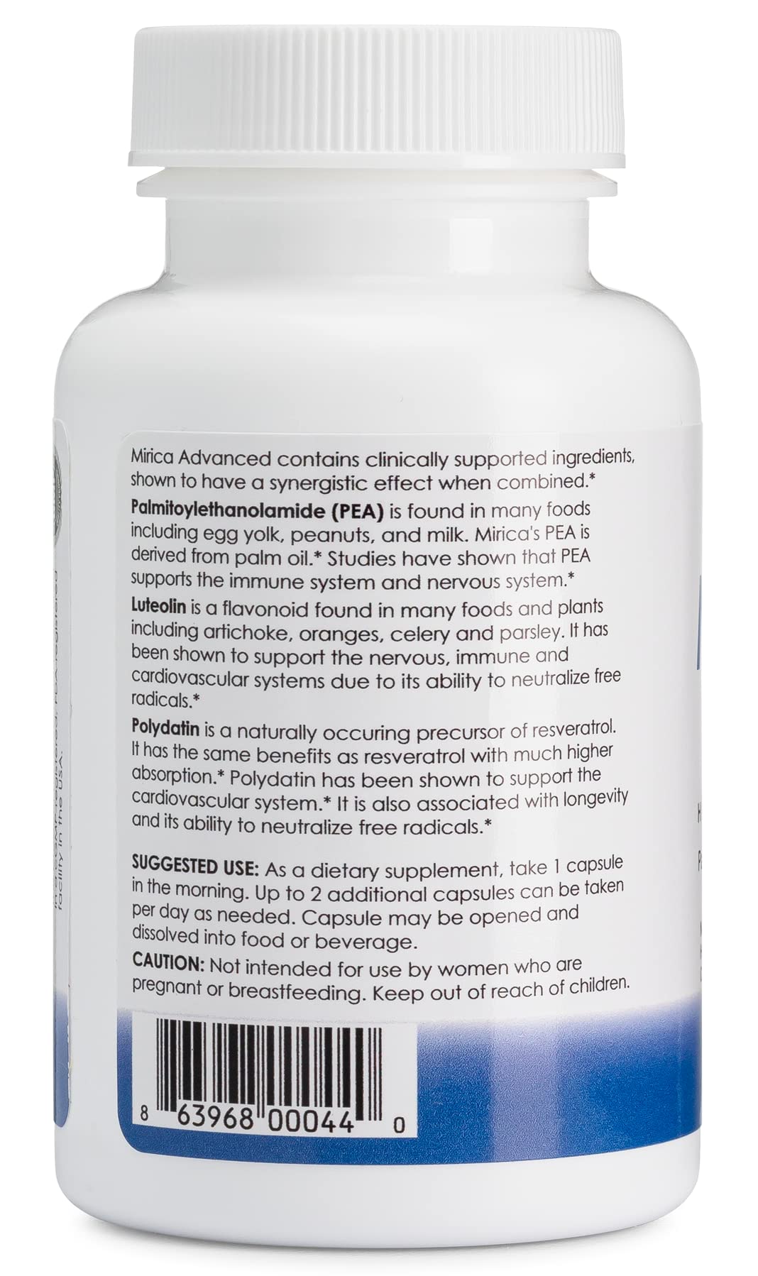 Mirica Advanced, capsule Levagen PEA, meilleure absorption potentielle.