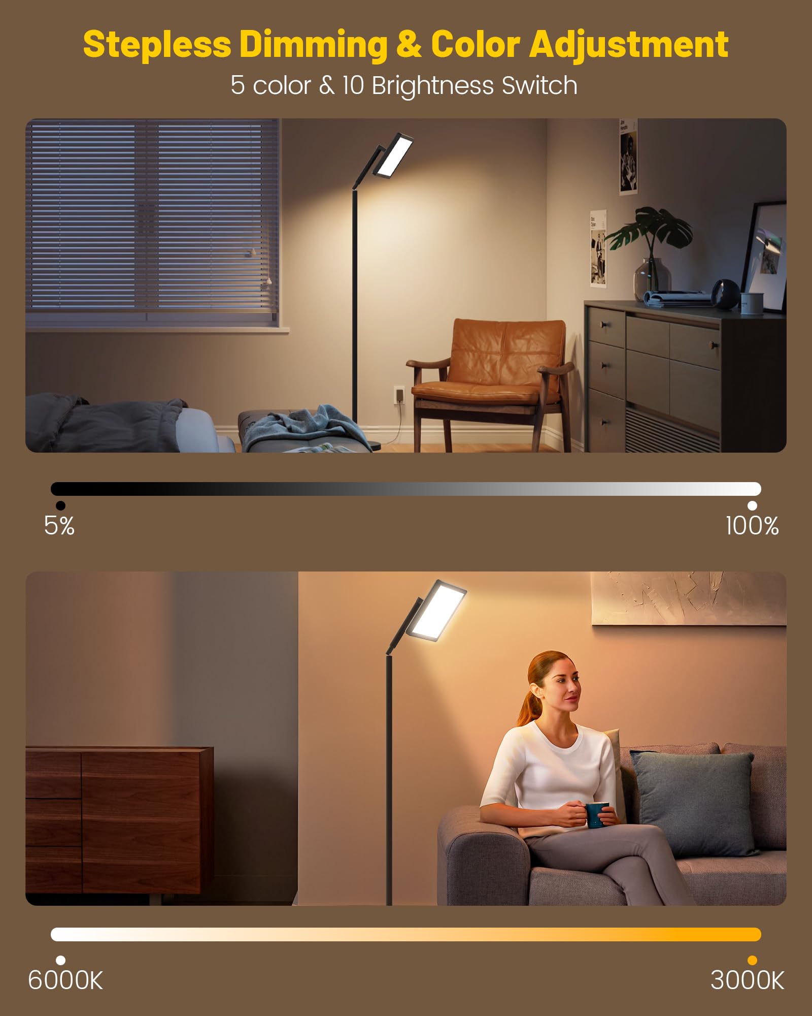 Rotation à 360° de la MirthSip pour un éclairage homogène.