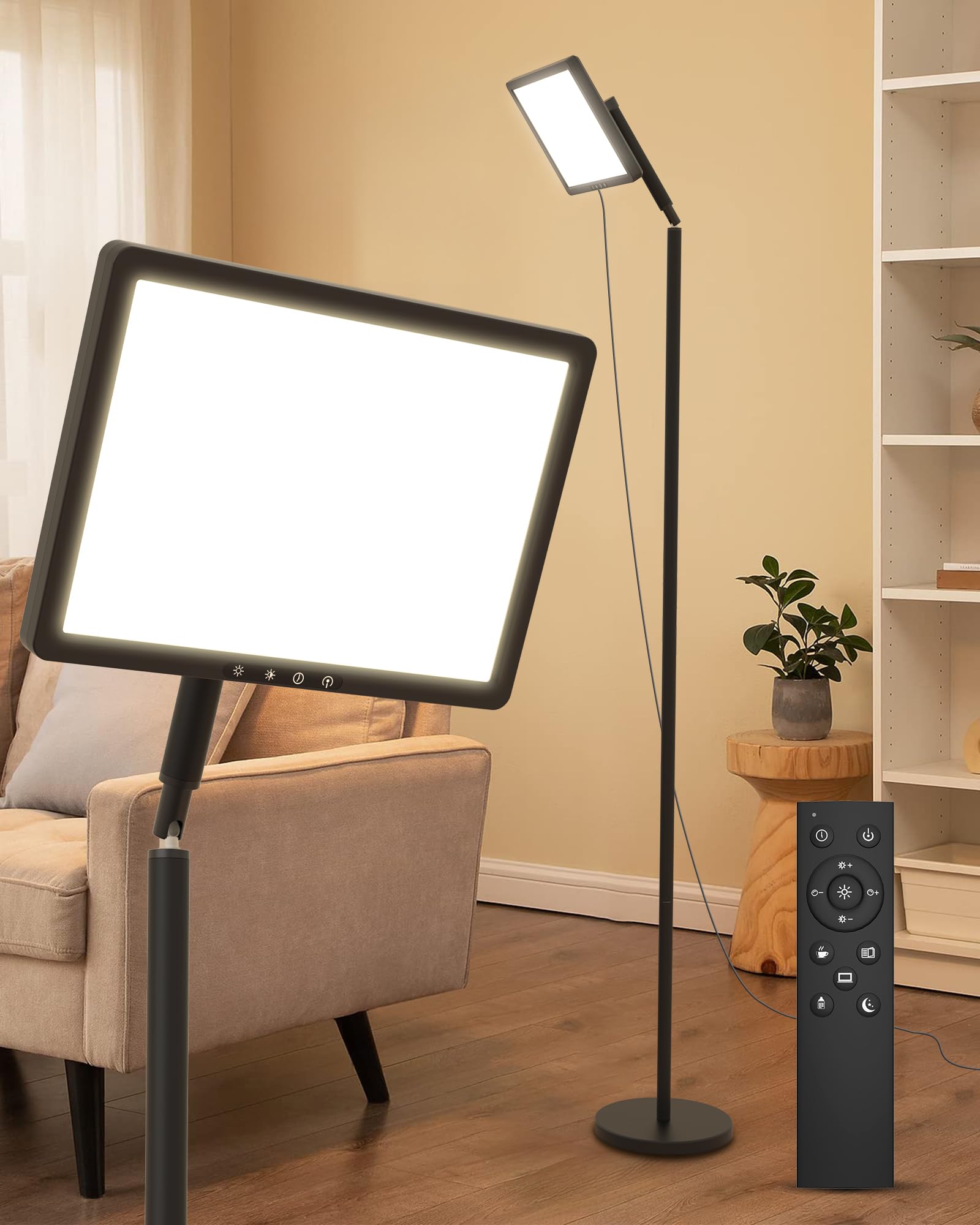 Lampe MirthSip Soleil 12000 lux, lumière naturelle sans UV pour le salon.