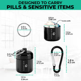 MirTouch PillPort en alliage aluminium robuste protège pilules et objets précieux.