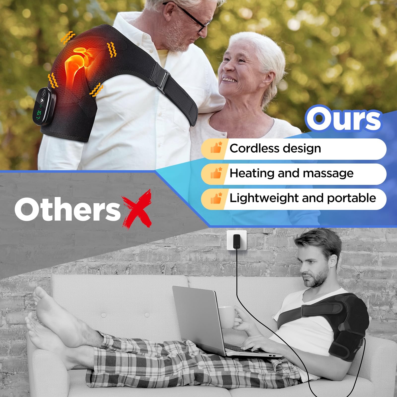 Misawce massage epaule mode vibration, expérience relaxante ciblant les tensions.