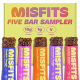 Barres protéinées Misfits, emballage individuel, snack pratique pour le quotidien.