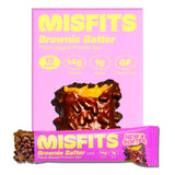 Misfits barres protéinées véganes : cœur brownie fudgy et nappage caramel, énergie gourmande.