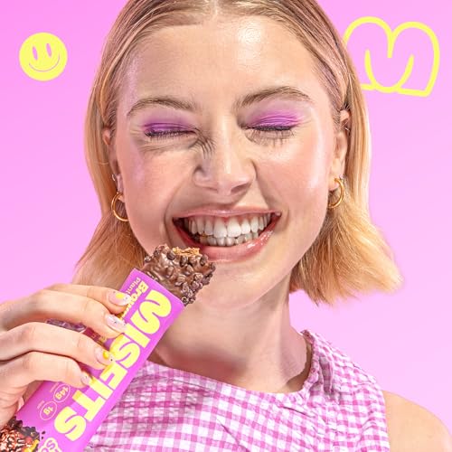 Misfits barres protéinées véganes : texture moelleuse et goût chocolaté sans lactose.