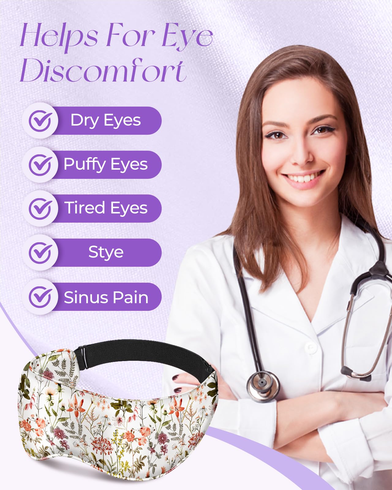 Miss Adola masque yeux soie Mulberry avec réglage elastique pour un ajustement personnalisé