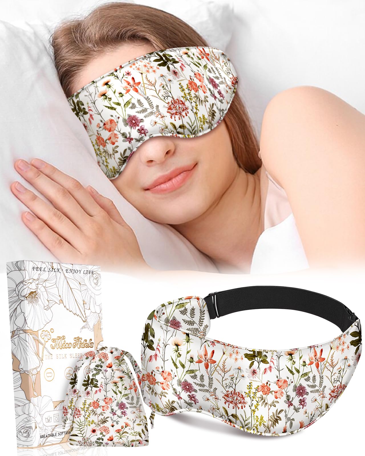 Miss Adola masque yeux en soie Mulberry, douceur luxueuse pour un repos élégant