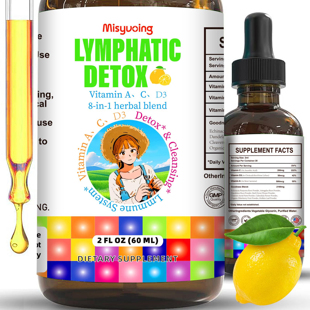Misyvoing Drops liposomales, bouteille prête au drainage lymphatique potentiel.