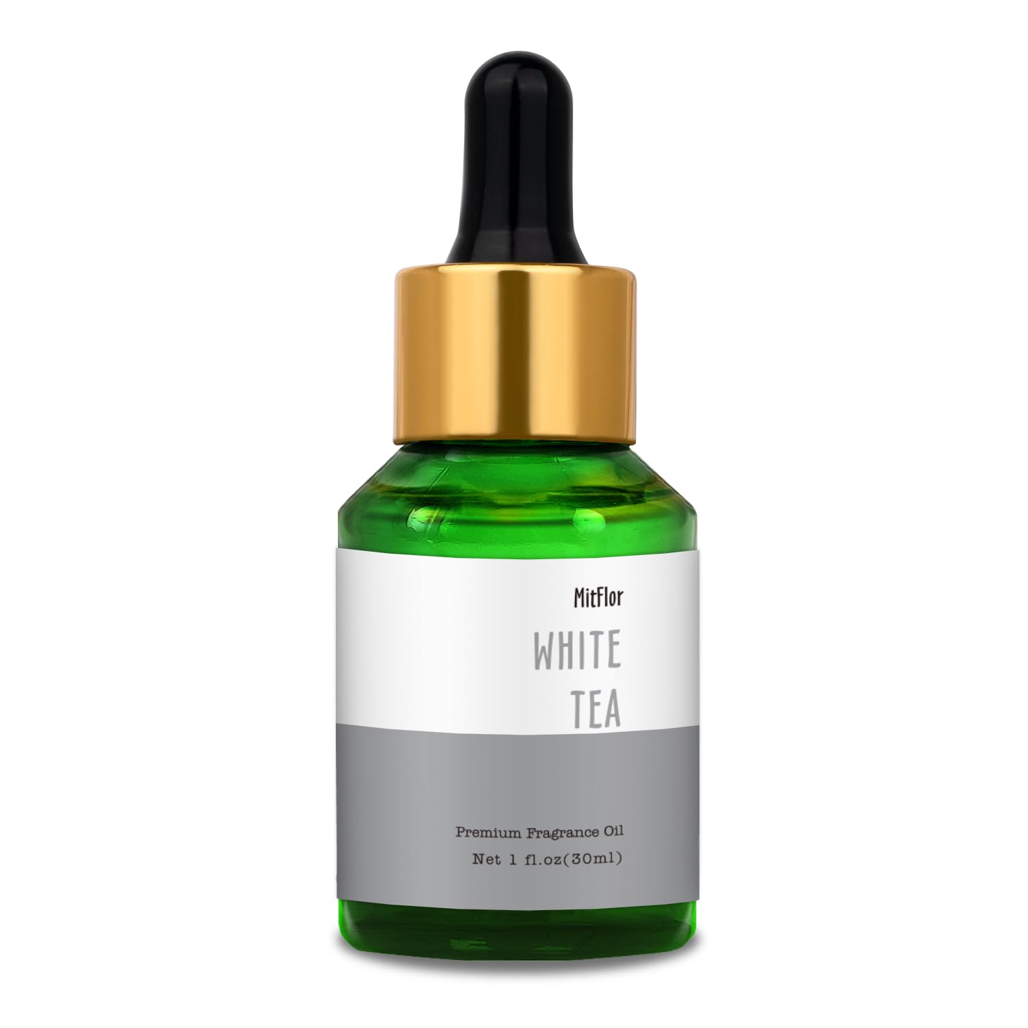 MitFlor huile-thé-blanc en bouteille 30ml, douceur rafraîchissante pour diffusion.