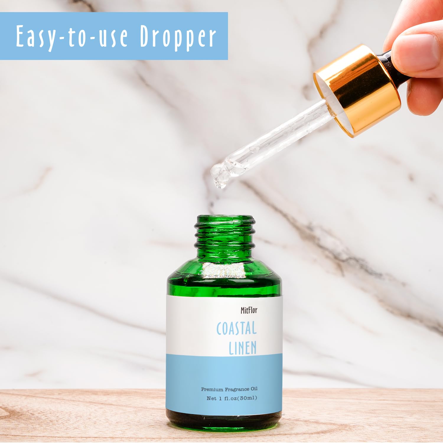 MitFlor Lin Côtier, bougie 30 ml pour ambiance chaleureuse.