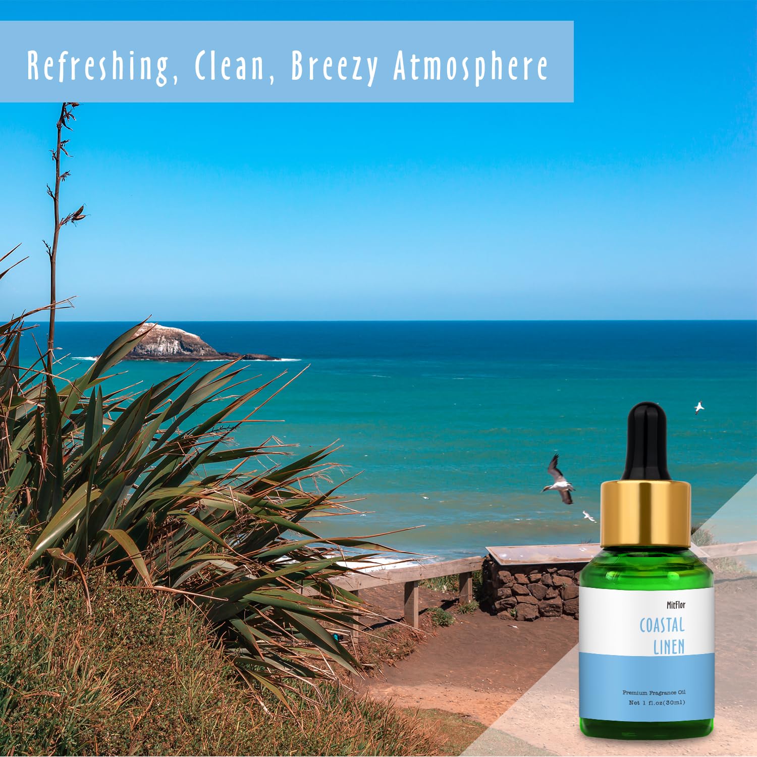 MitFlor Lin Côtier, diffuseur ambiance 30 ml pour atmosphère agréable.