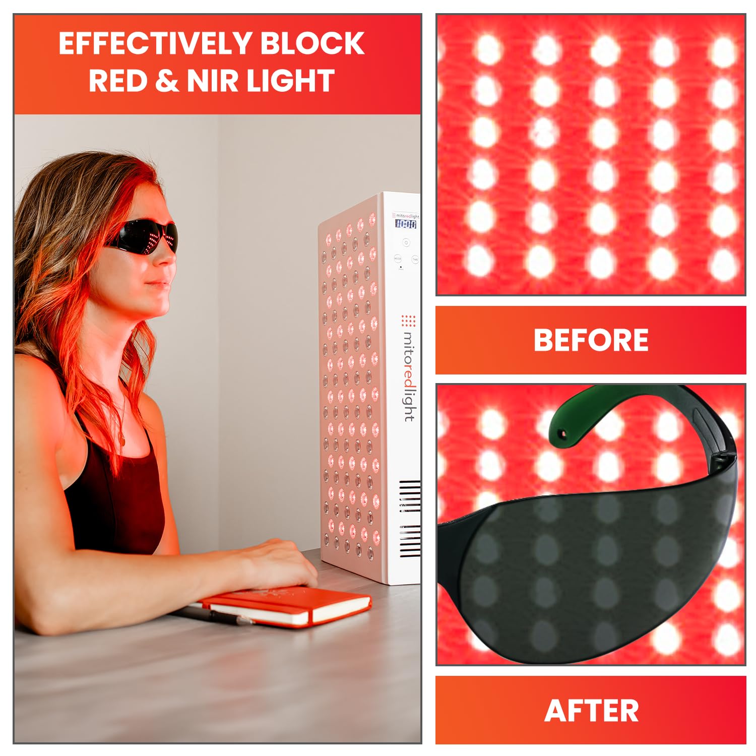 Lunettes Mito idéales pour usage domestique pendant luminothérapie.