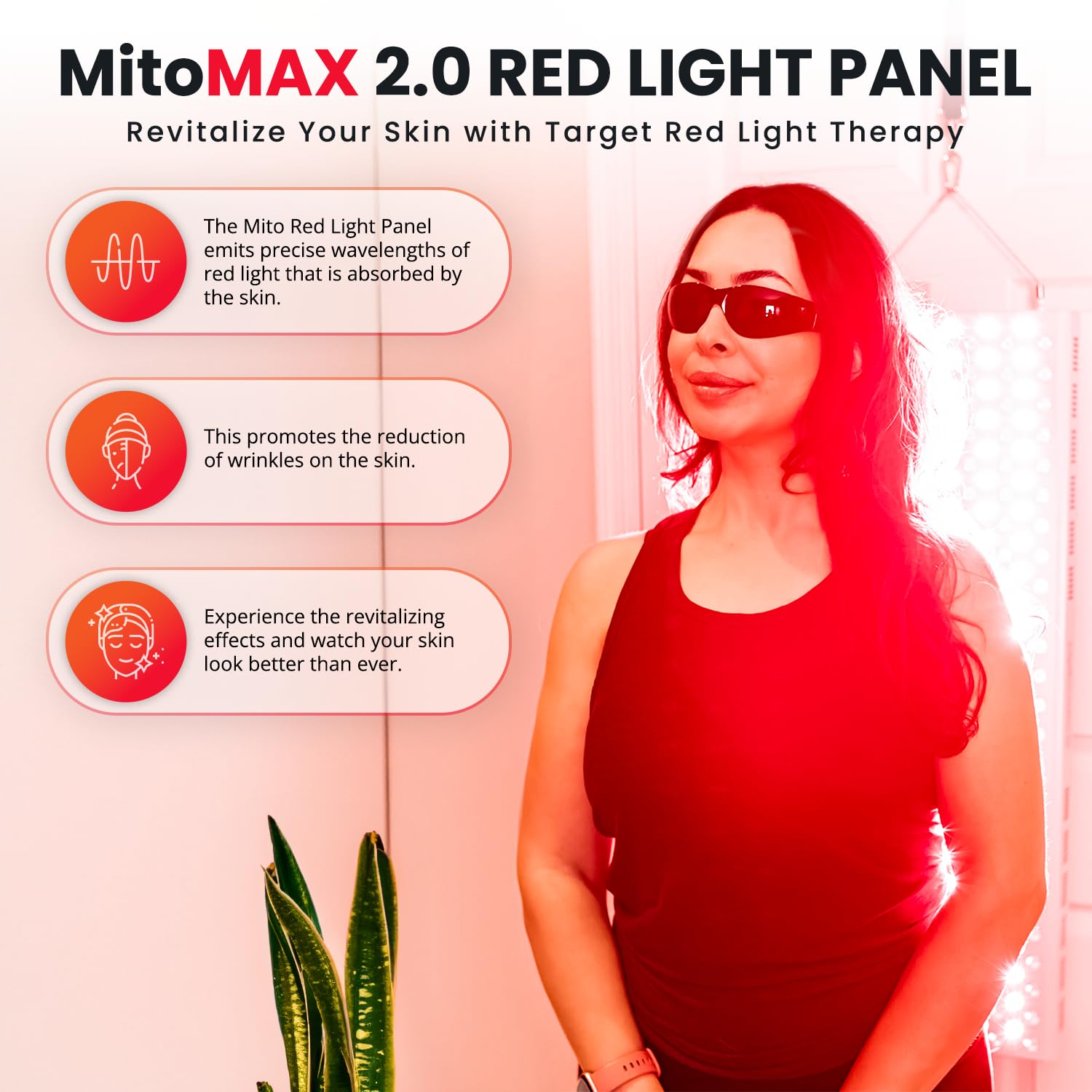 mito-red-light mitomax-2-0 panneau rouge et nir visage peut soutenir la récupération musculaire