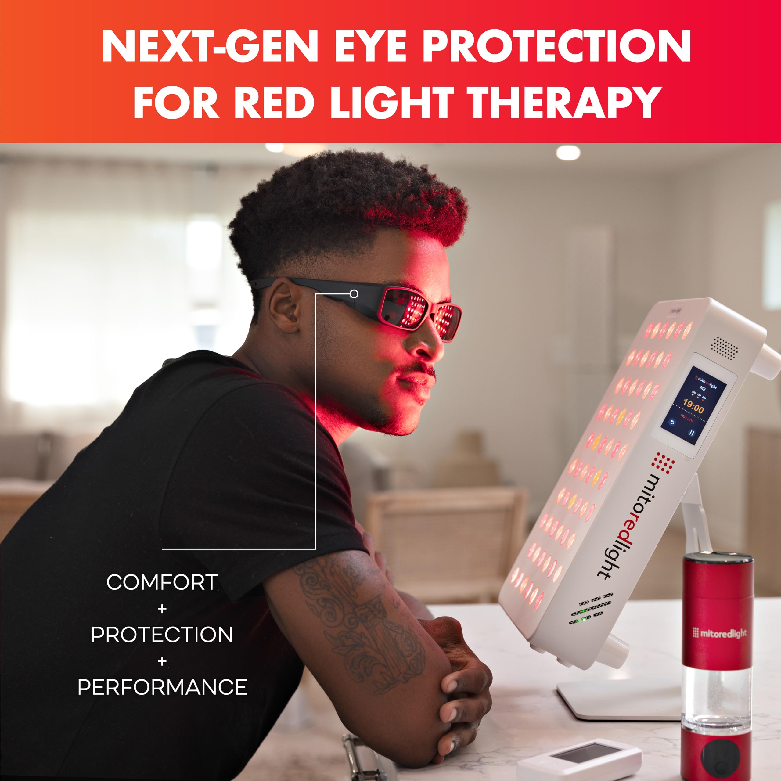 Lunettes Mito Red PRO blocage-lumiere-80-pourcent : protection adaptée pour panneaux standards.