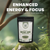 Mitra Man Botanicals Kava instant avec verre d'eau pour une expérience rafraîchissante