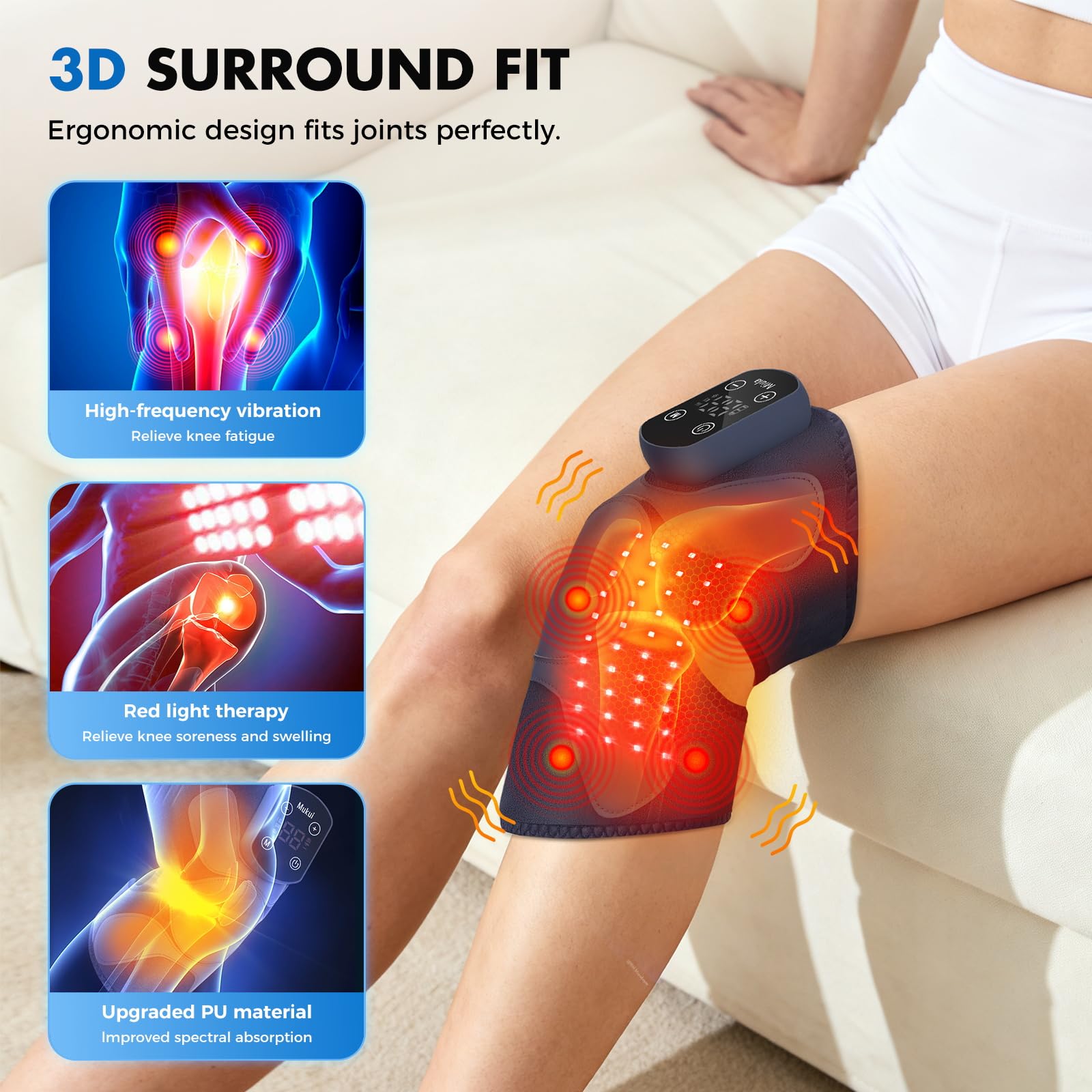 Miula 5 modes chauffage: chaleur douce pour confort articulaire.