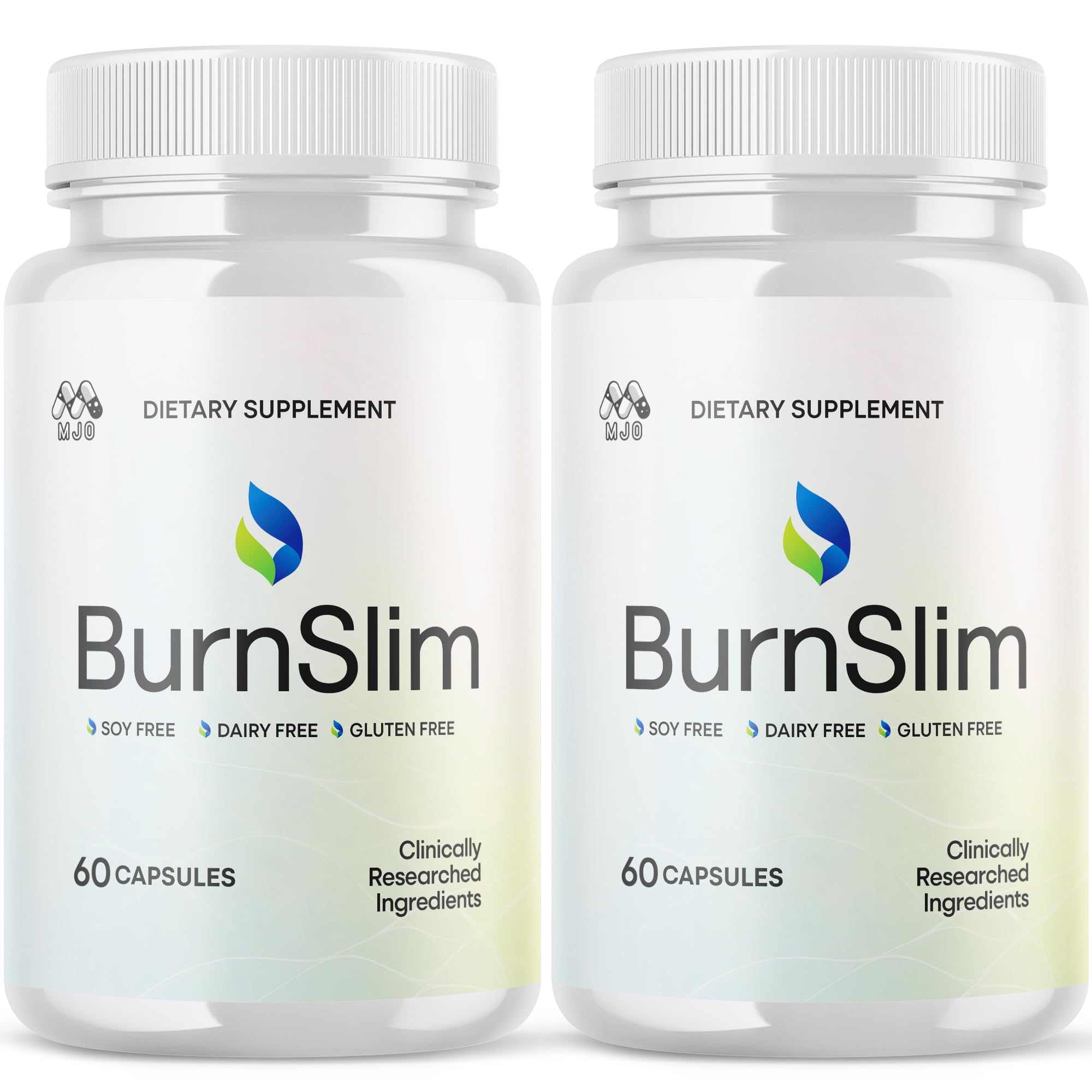 MJO Burn Slim bouteille-emballage: présentation claire des ingrédients naturels et du mode de vie actif