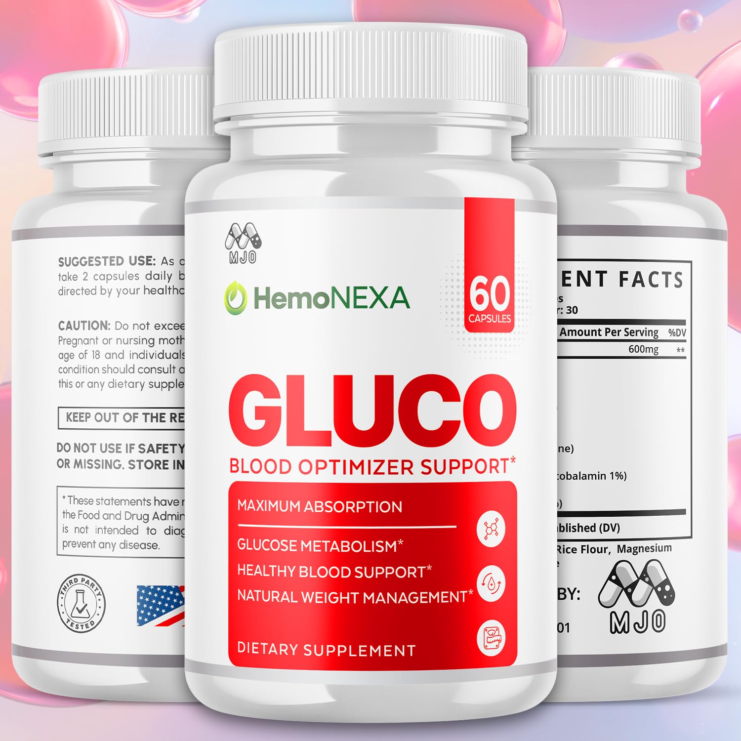 MJO HemoNexa : emballage clair et étiquette lisible.