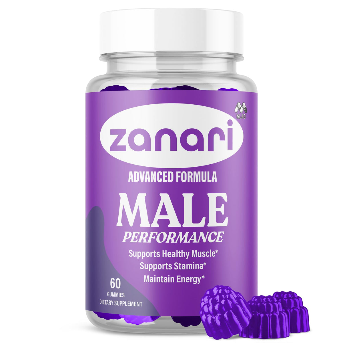 Gommes Zanari MJO, bouteille ouverte, texture douce idéale pour énergie quotidienne.