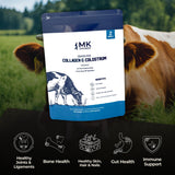 MK Supplements Collagene-Colostrum emballage, emballage recyclable et design élégant.