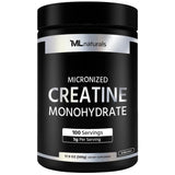 ML Naturals Créatine monohydrate 200 mesh en poudre, dissolution rapide dans les boissons.