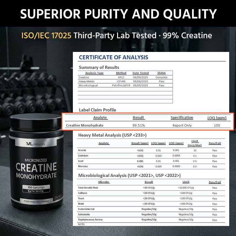 ML Naturals Créatine monohydrate utilisée quotidiennement dans une routine sportive.
