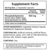 ML Naturals Phosphatidylserine 400 mg, étiquette lisible, pureté élevée et traçabilité
