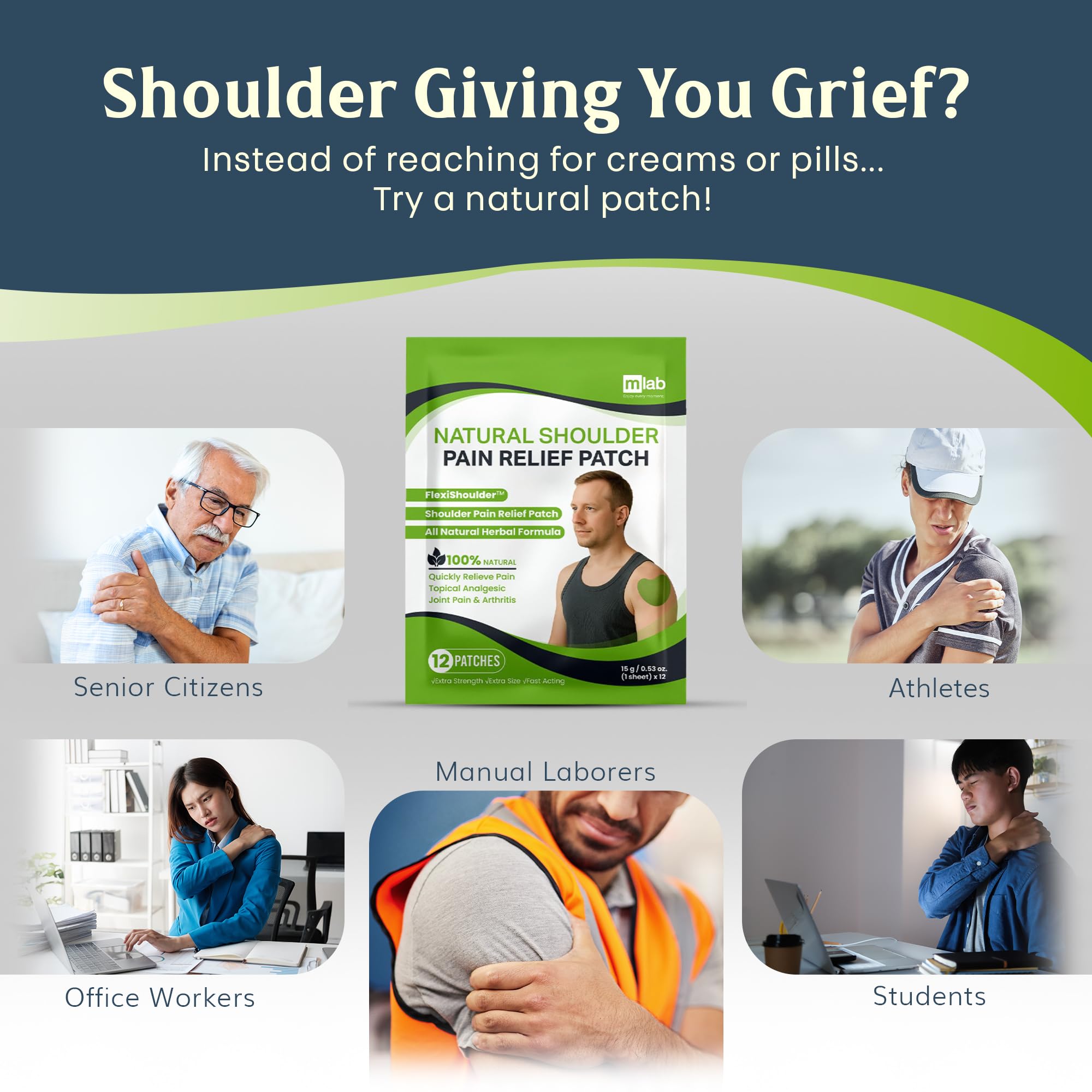 Effet chaleur immédiat du patch MLAB FlexiShoulder sur l'épaule.