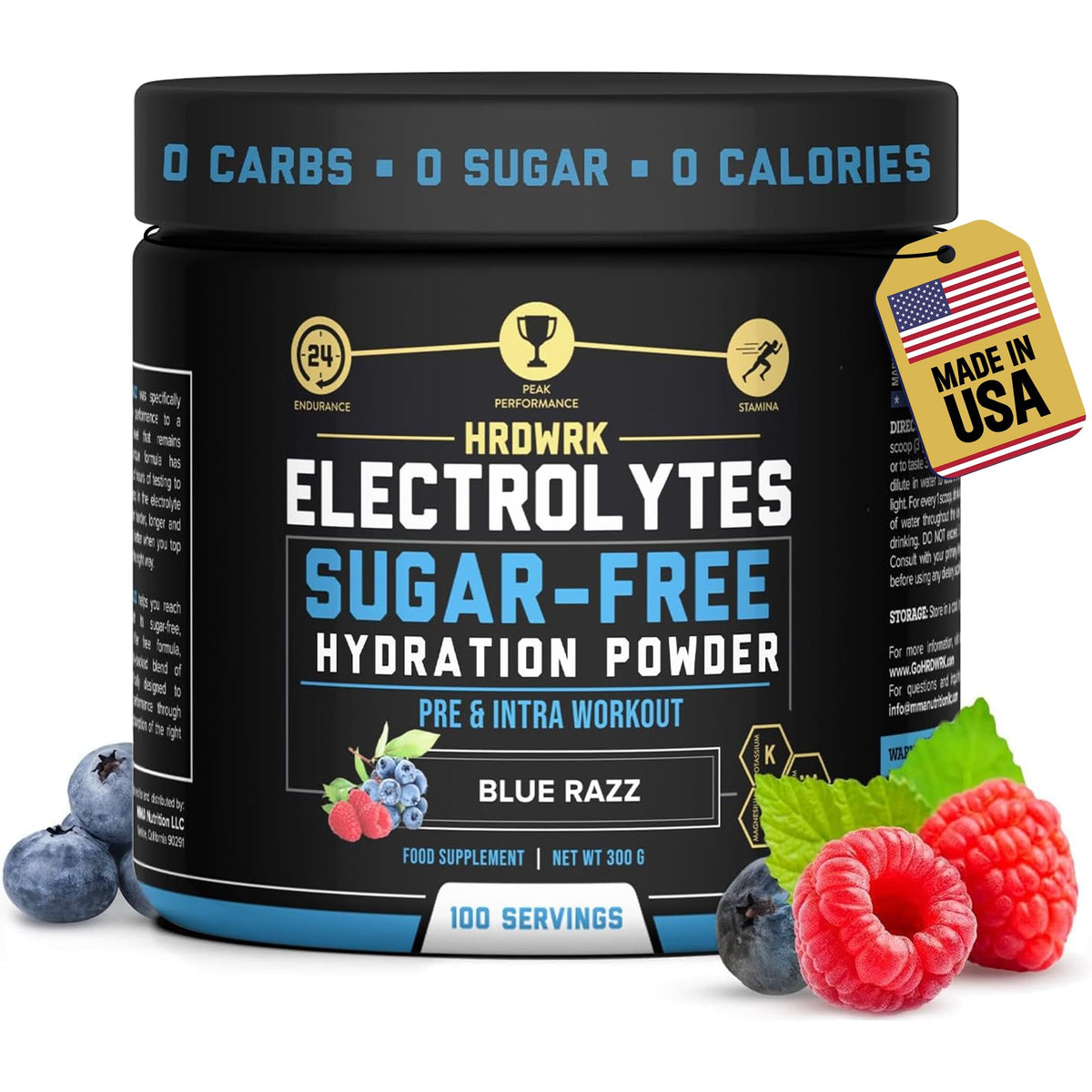MMA Nutrition HRDWRK – bouteille d'électrolytes pour une hydratation durable.