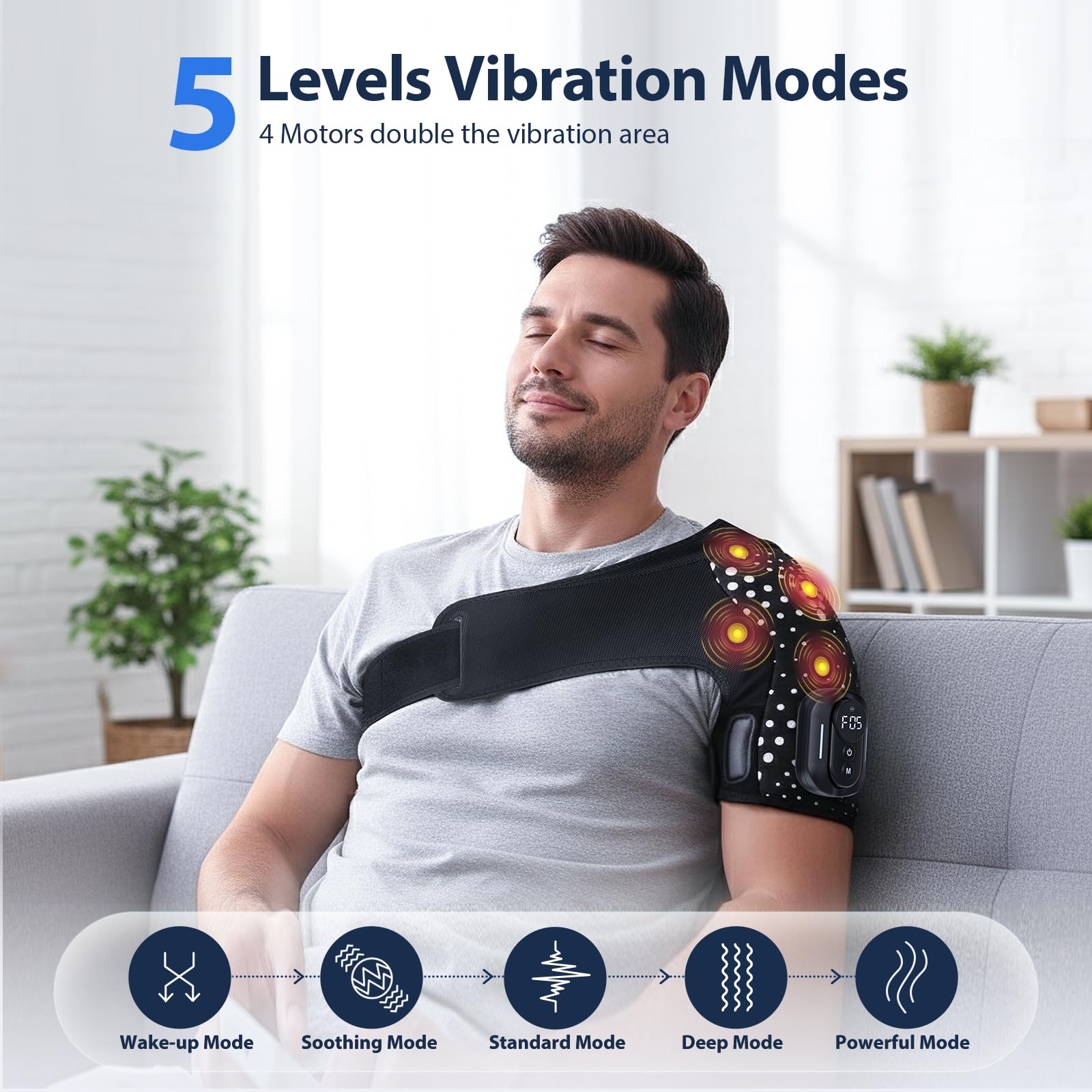 MoAcey épaule chauffante et massage – 5 chaleurs et 5 vibrations personnalisables
