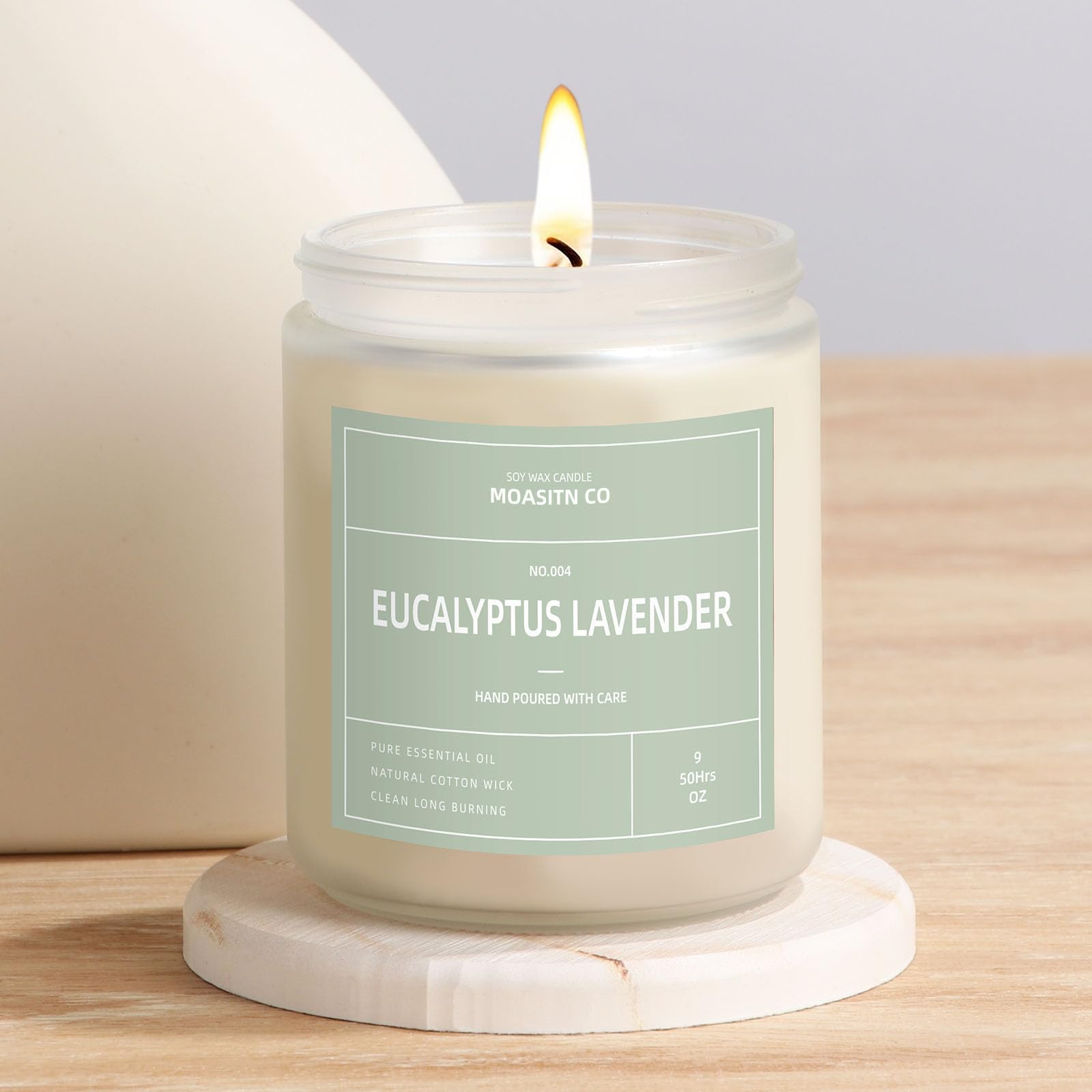 MOASITN Bougie aromathérapie eucalyptus, diffusion constante pour bien-être.