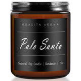 MOASITN Bougie Palo Santo, jarre blanche givrée, senteur durable pour une ambiance chaleureuse.
