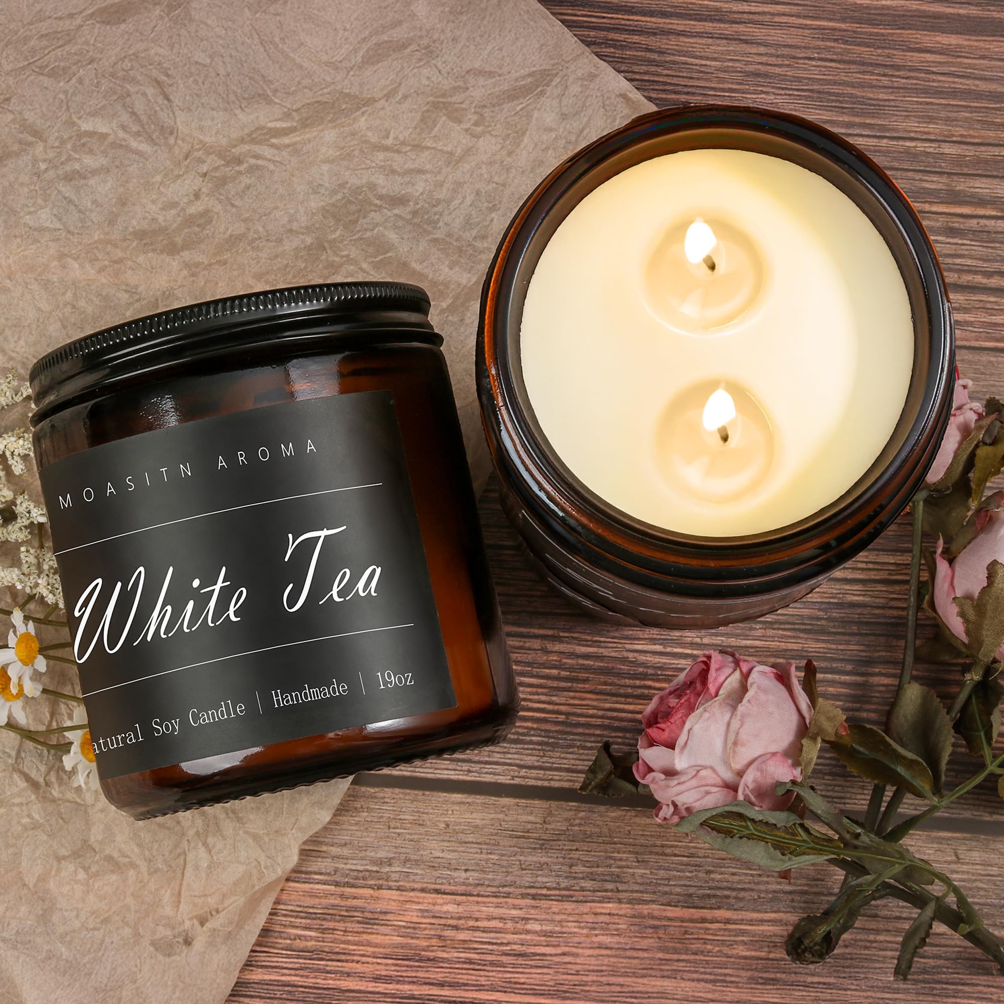 MOASITN Bougie thé blanc – cadeau élégant avec emballage soigné