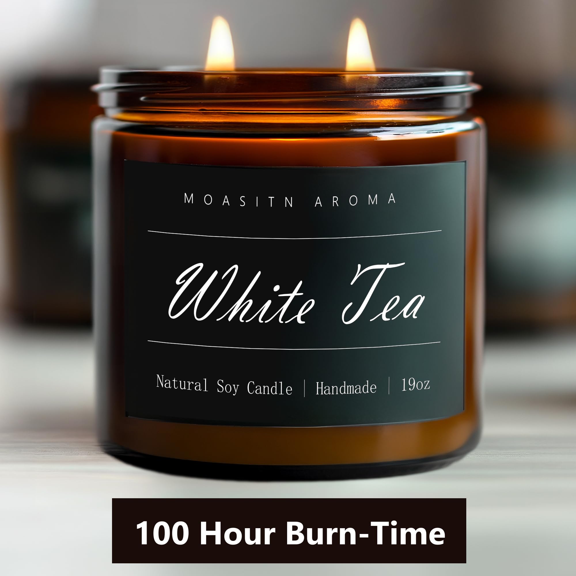 MOASITN Bougie thé blanc – pot ambré réutilisable décoratif