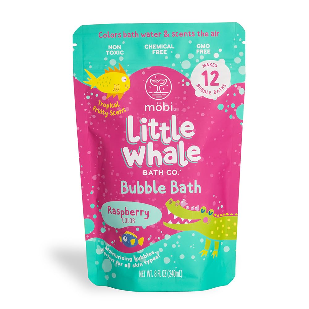 MÖBI Mobi Little Whale: bouteille de bain mousse framboise stimule le jeu et l'imagination des enfants.