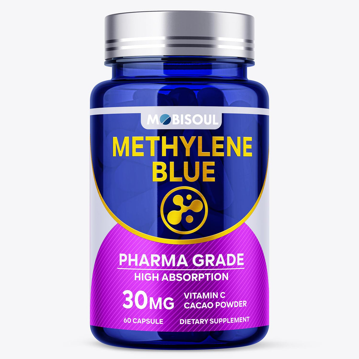 MOBISOUL Bleu de méthylène en capsules 30 mg, dosage précis et propre.