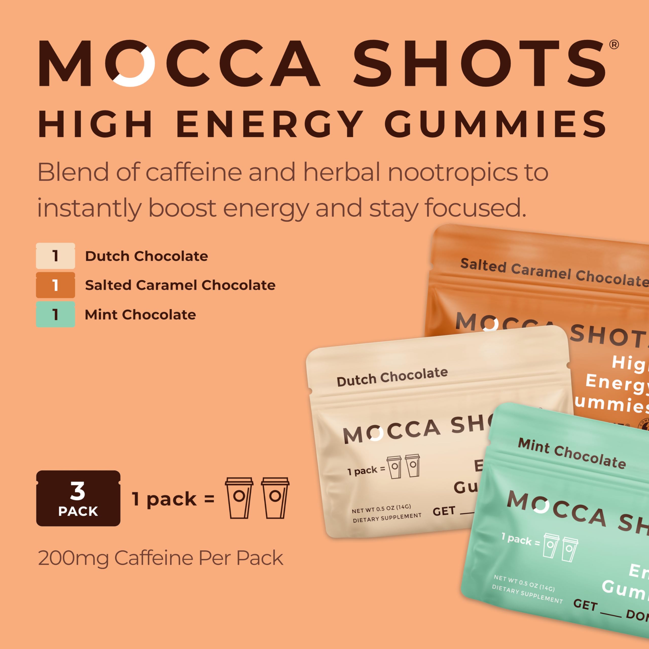 MOCCA SHOTS : action rapide caféine pour concentration accrue.