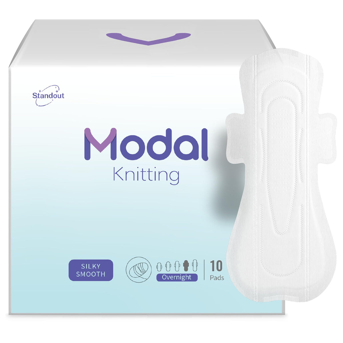 MODAL protège-absorbant nocturne emballé, protection discrète prête pour la nuit.