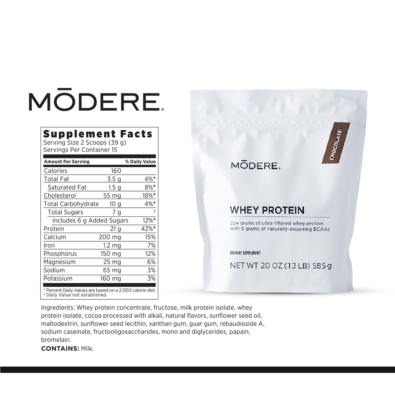Modere Pure Chocolate Whey, boisson prête en quelques minutes après l’entraînement.