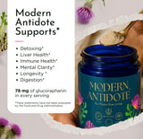 Versement pratique du Modern Antidote Detox à partir de la bouteille en verre.