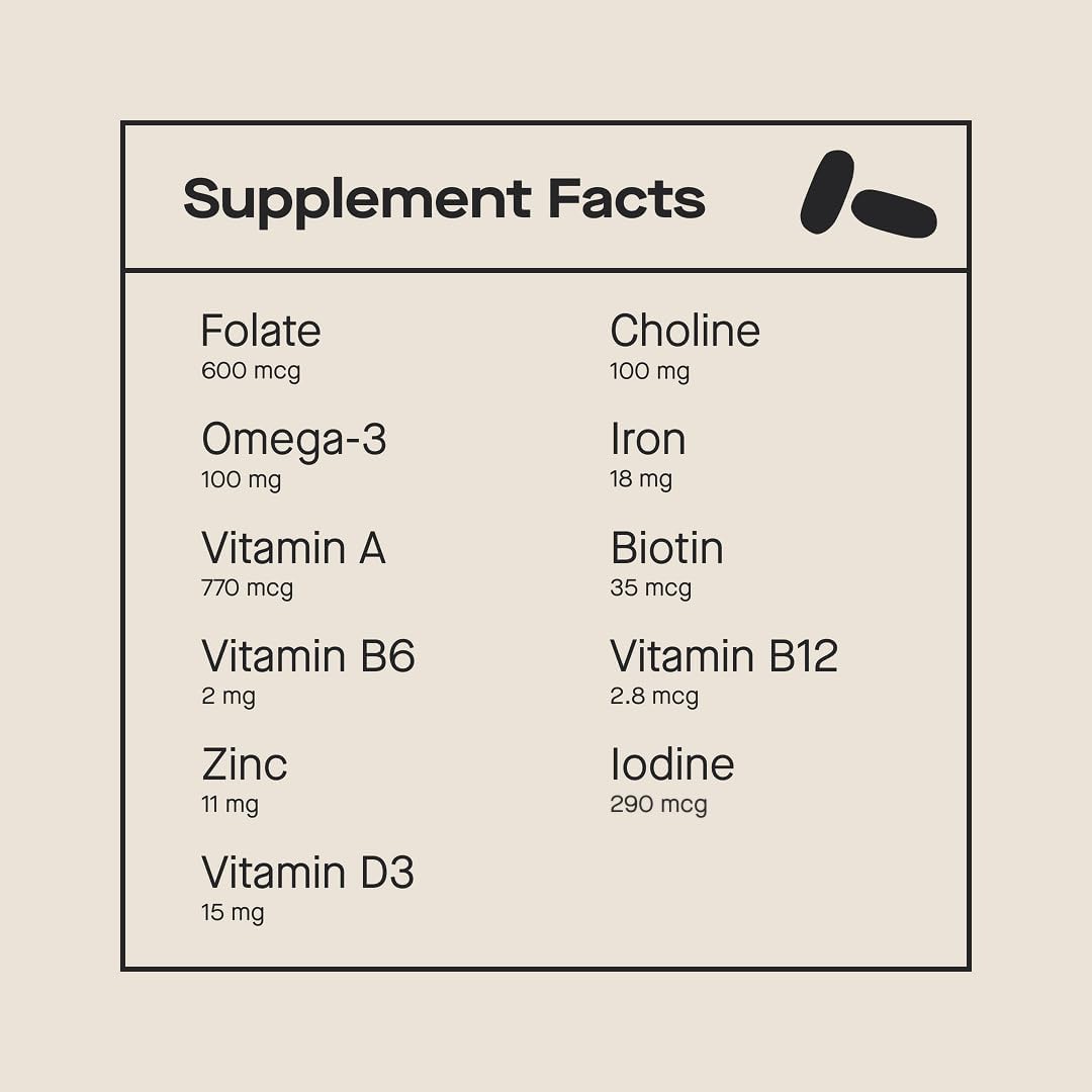 Modern Fertility Prenatal Multivitamin, 12 nutriments essentiels pour la grossesse.