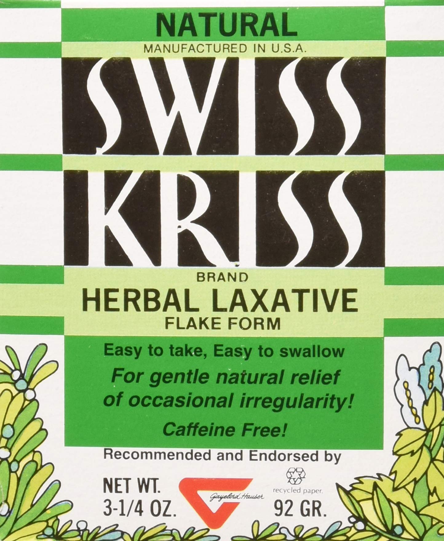 Swiss Kriss de Modern Products, flocons laxatifs, soutien doux à la régularité digestive.