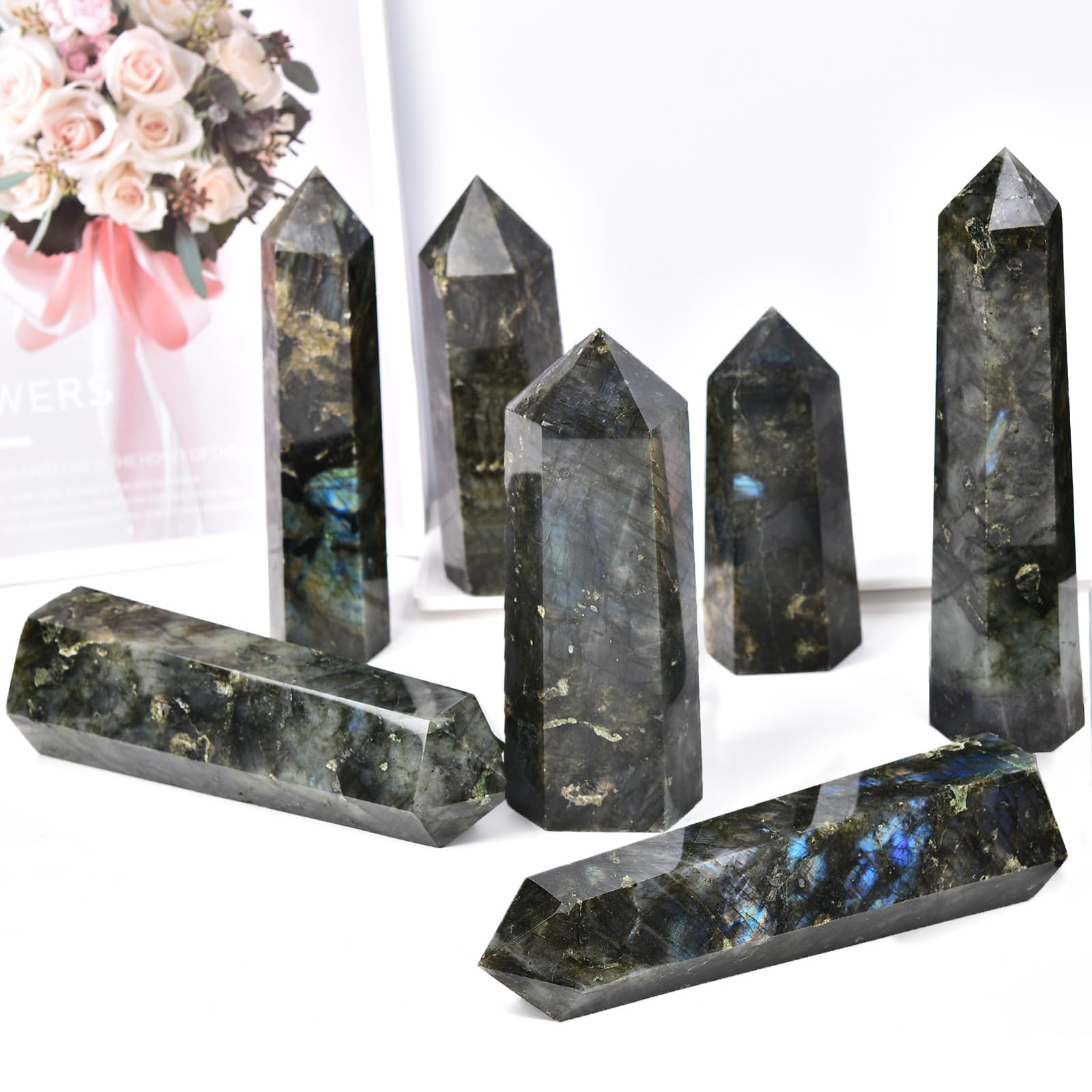 MOGEMT Pointe-obélisque Labradorite, méditation et Reiki recommandés.