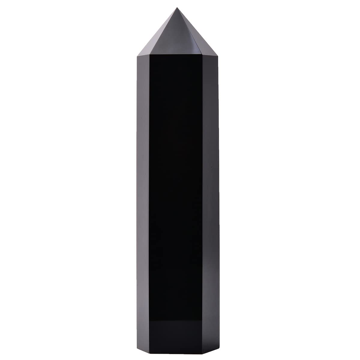 MOGEMT obélisque obsidienne noire 6 facettes pour énergie ciblée